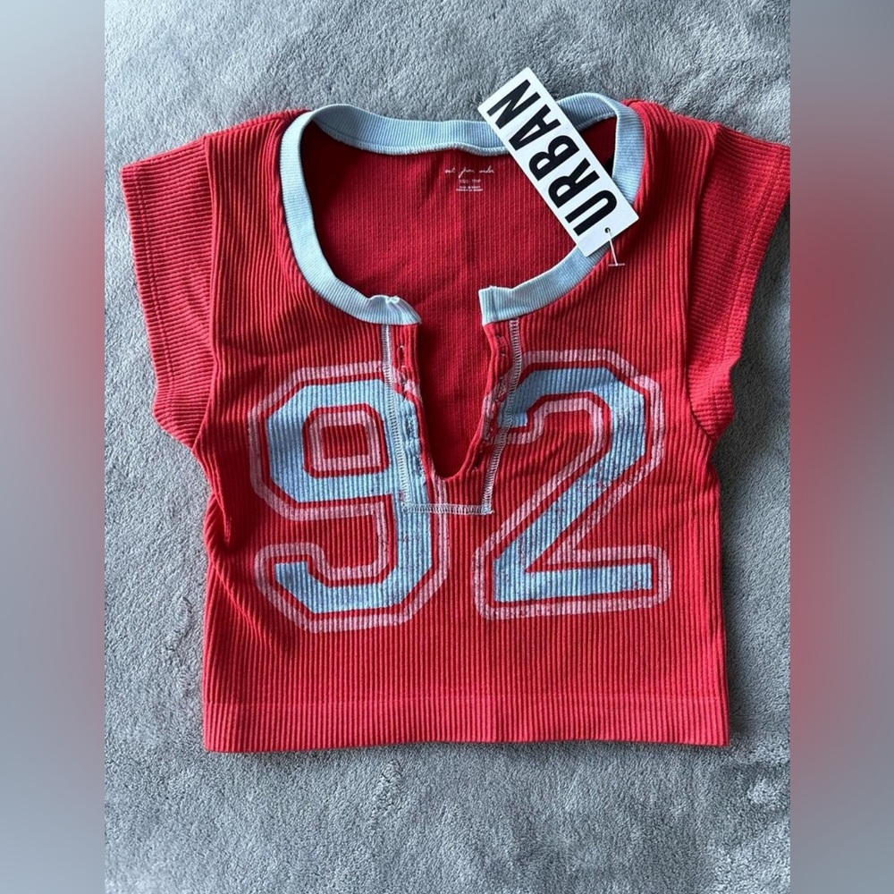 Urban Outfitters Red and Light Blue Top